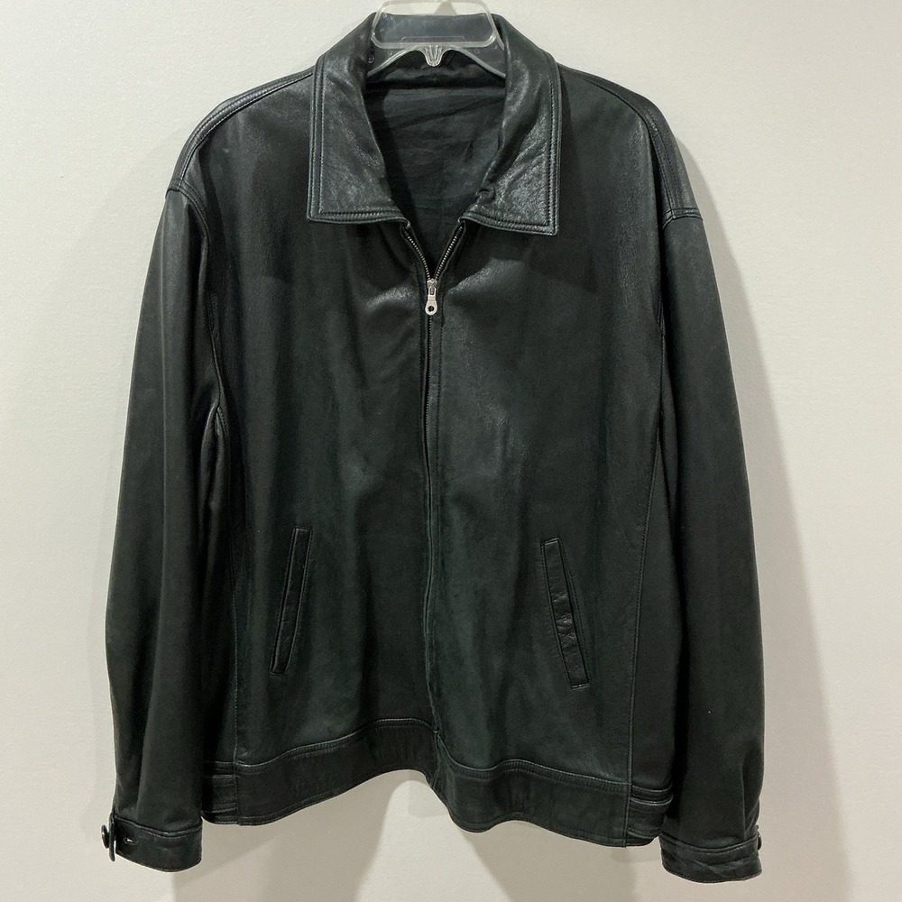Vintage Vera Pelle Gardini‎ Mens Black Italian Leather Jacket size 2XL Moto
